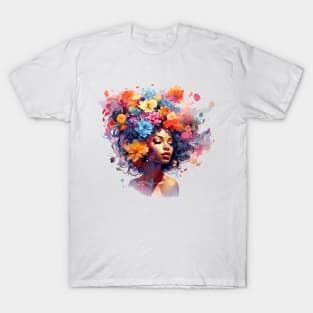 Woman with flowers on her head T-Shirt
